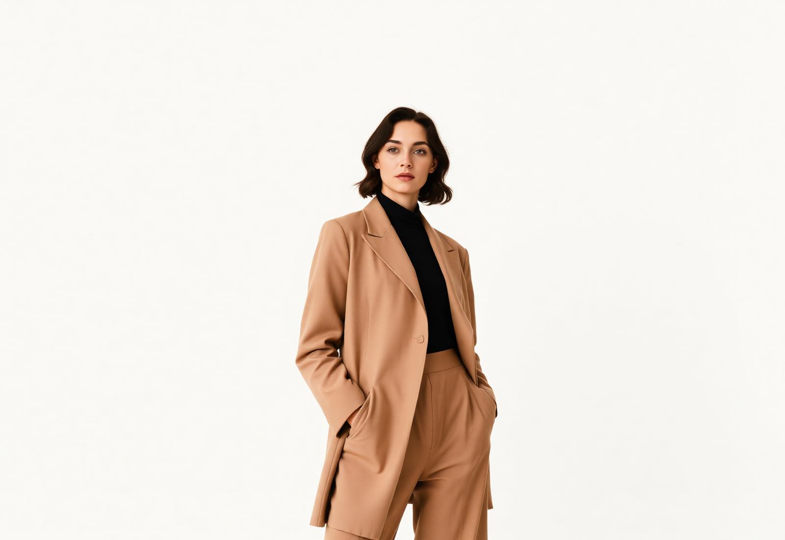 Modelo vestindo conjunto alfaiataria coleção Moda Atacado